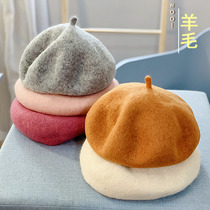 Childrens autumn and winter beret baby British painter hat wool bud hat men and women warm hat Korean tide