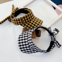 Childrens empty cap boys summer girls tie-up plaid hat sun hat baby sunscreen hat summer sun hat