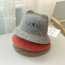 Autumn and winter baby hat wool cat cat basin hat baby hat children boy boy girl cute fisherman hat