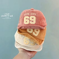Baby hat autumn winter daughter child hat Korean version 8-12 months corduroy cap soft eaves boy hat autumn
