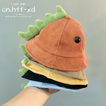 Autumn and winter baby corduroy fisherman hat 1 hat boy and girl cartoon basin hat cute dinosaur hat 3 children warm hat