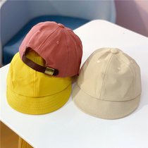 Spring childrens solid color cap Japanese flat cap short brim baseball cap for boys and girls retro casual hat tide