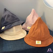 Spring and summer baby fisherman hat childrens witch hat casual hat male and female child basin hat label Solid color sun hat