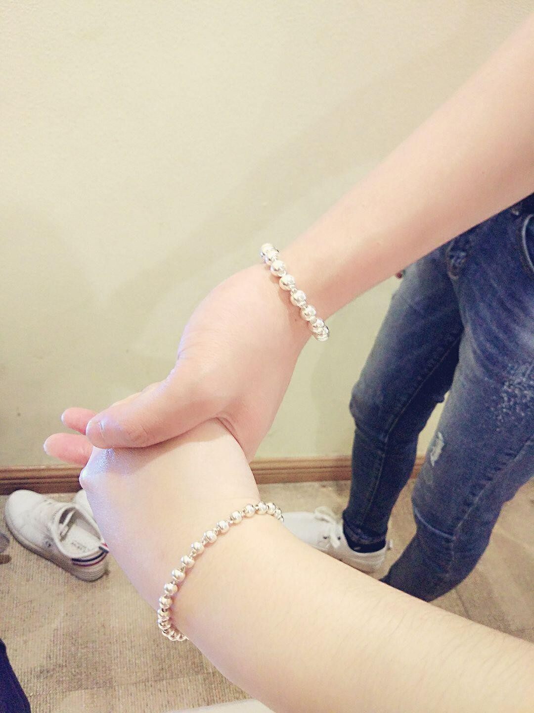 GENUINE 999  BEAD BRACELET FEMALE COUPLE FOOT SILVER BEAD BRACELET BABY KIDS TRANSFER BEADS SILVER JEWELRY GIFTS