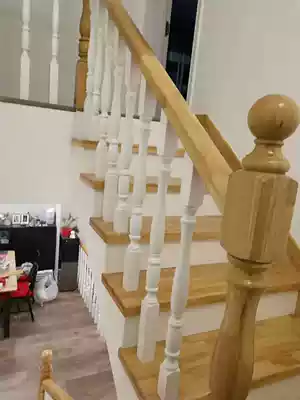 Wooden escalator stair handrail interior simple modern solid wood guardrail paint-free handrail oak solid wood stair steps