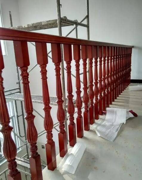 Attic wooden stairs Handrail railing Balcony guardrail fence Solid wood European column Paint Handrail railing Bay window