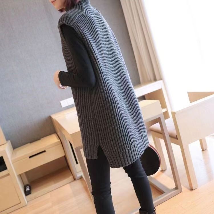 Outerwear Half-High Collar 2025 New Autumn and Winter Loose-Fitting Inner Layer Mid-Length Base Shirt Knitted Vest for Women