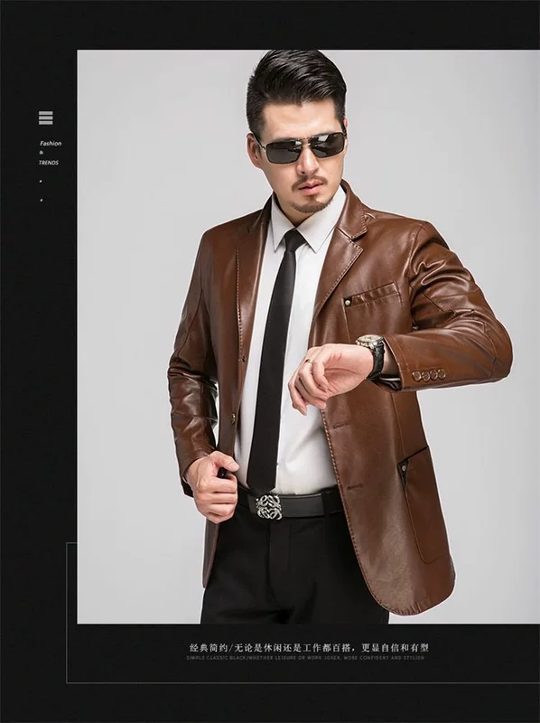 Playboy nam mùa thu đông mới áo khoác kinh doanh phù hợp với áo khoác da trẻ trung và đẹp trai ve áo đẹp trai măng tô nam