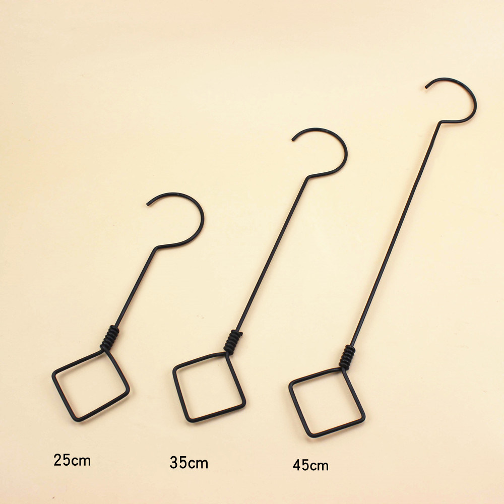 Plated metal lengthened hook clothes Trouser Bag Leather Strap Hook Clothing Shop Hooks Black Rhomboid Round Hook