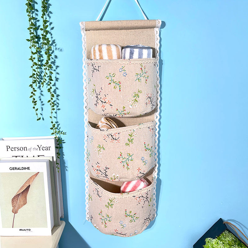 Simple Cloth Art Cotton Hemp Wall Hanging Bag Multilayer Cashier Bag Dorm Door Rear Debris Bag Finishing Bag Storage Bag