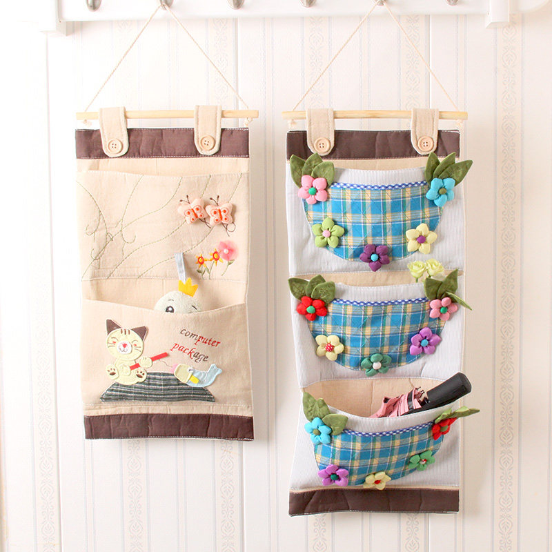 Multilayer Cotton Hemp Cloth Art Wall Hanging Bag Door Rear Gen Closing Key Debris Collection Na Bag Headboard Overall Cupboard Finishing Bag