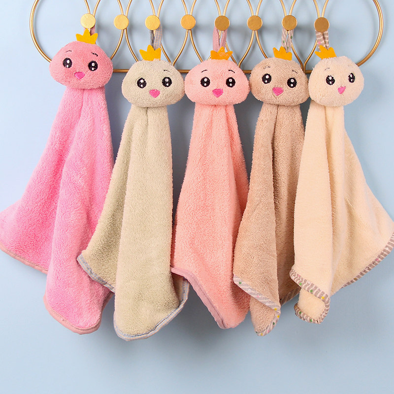 Hangable hand towel thickened absorbent small towel animal head creative cartoon kitchen dressing room towel insert handkerchief