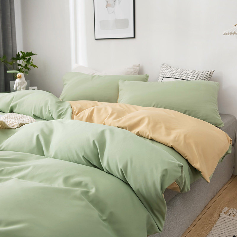 Solid color bed four-piece set of cotton pure cotton simple Nordic quilt cover three-piece bed group dormitory student quilt cover sheet