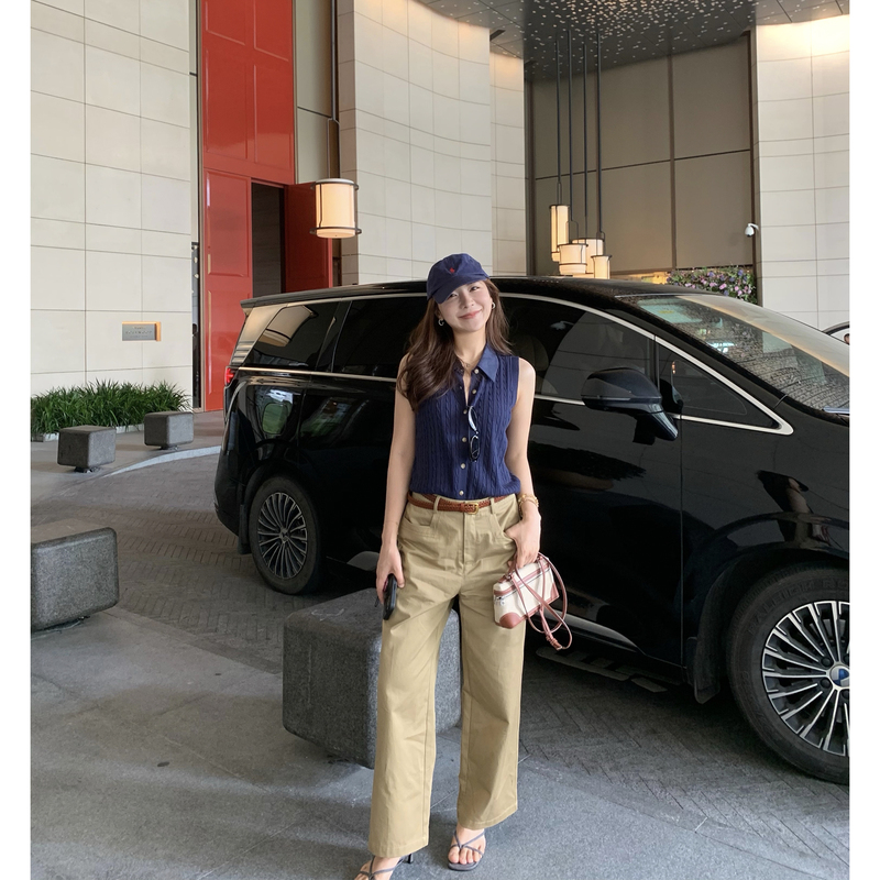 Iceybella Raff Aesthetic Old Money Style Retro Good Fit Khaki Straight Casual Cropped Pants for Work