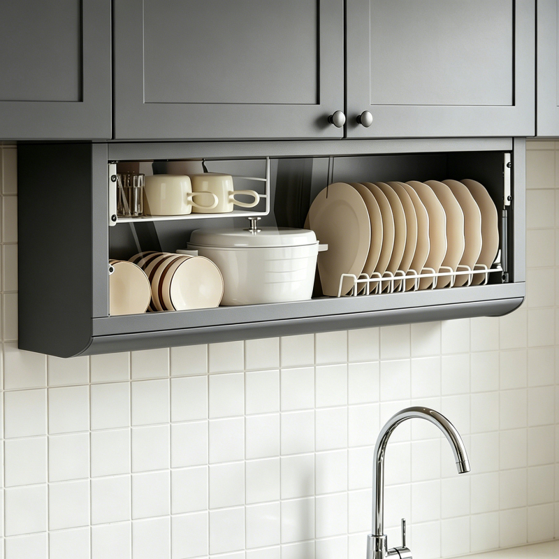 Dish Storage Rack, Kitchen Storage Rack, Wall-Mounted Cupboard, Punch-Free Hanging Cabinet, Wall-Mounted Dish Draining Rack