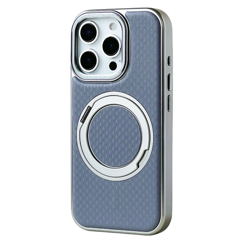 Woven Pattern Magnetic Ring Kickstand iPhone Case