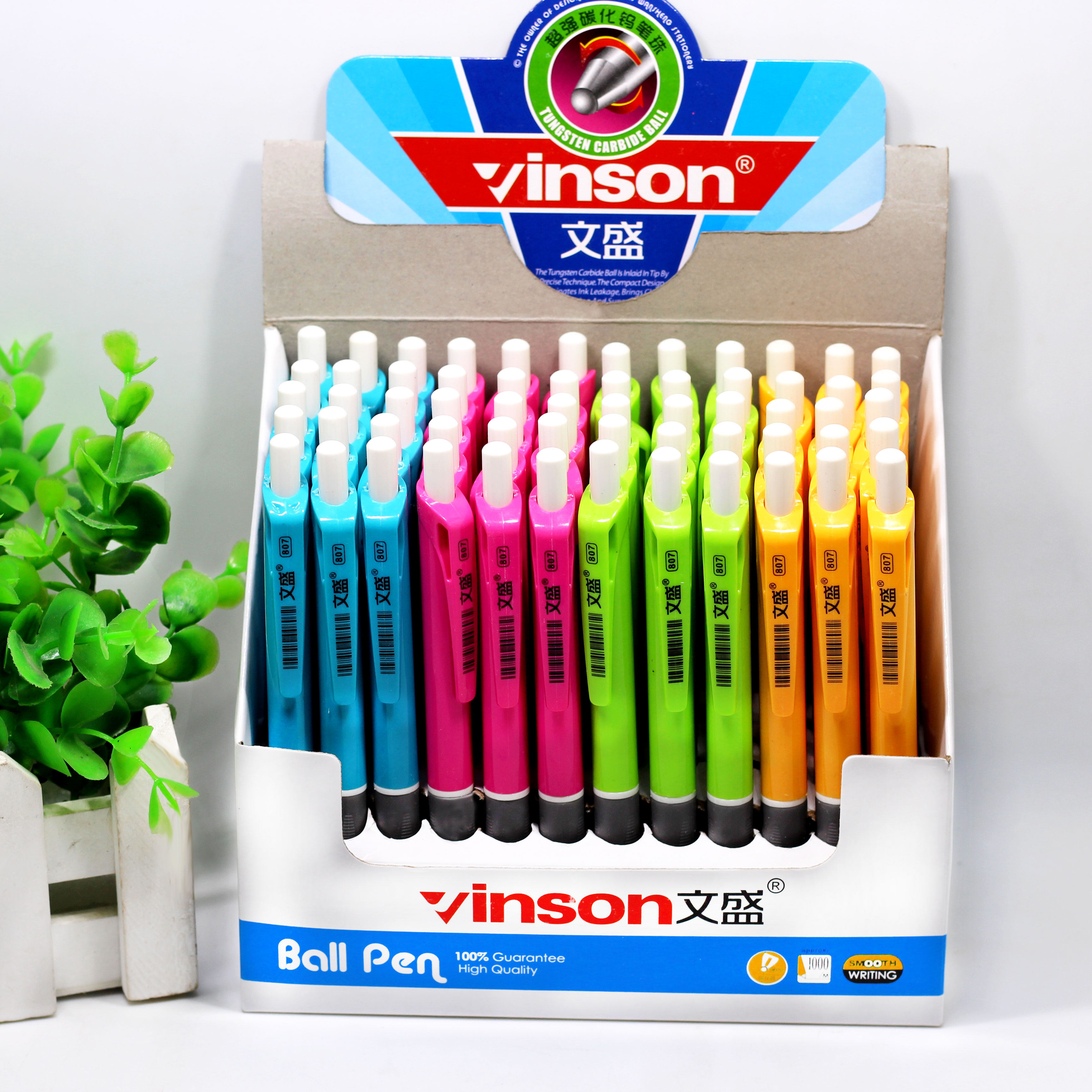 Vin Sheng 807 Ball Pen Blue Core Oil Pen Atom Pen Office opening single pen by pressing ball pen
