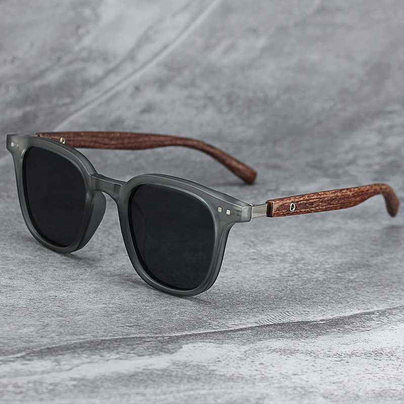 Retro Vintage Wood Grain Leg Polarized Sunglasses for Men with Big Faces and No Makeup, with Myopia and Anti-Uv Sunglasses for Women