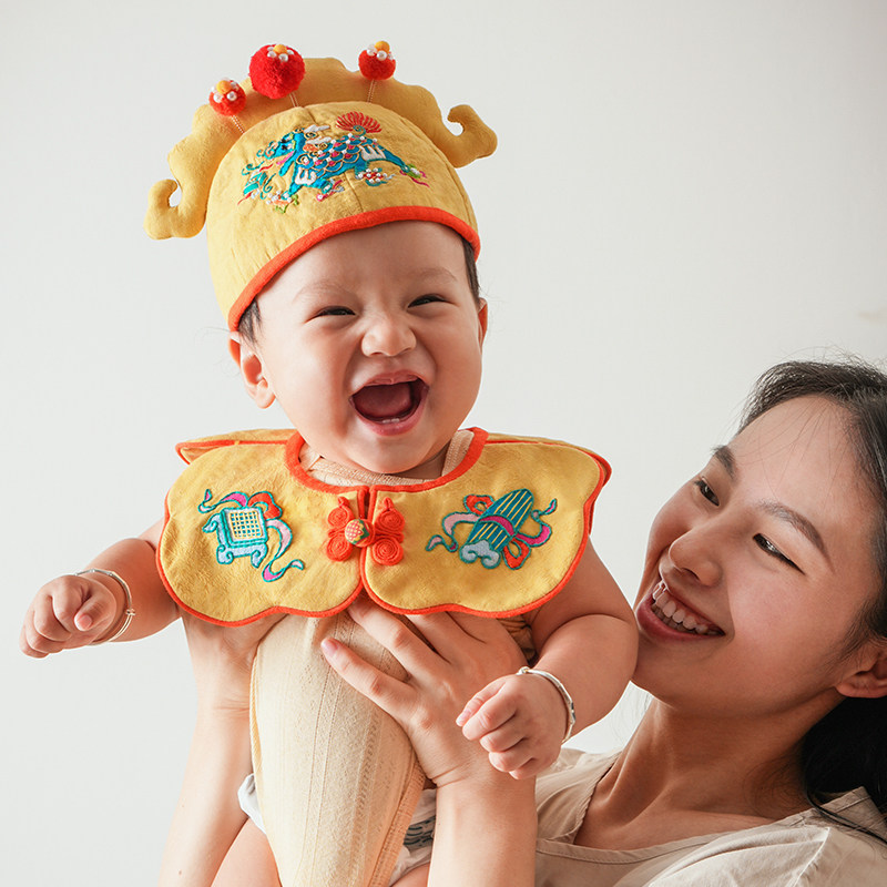 王さんの手作り刺繍DIY材料キット：麒麟帽子、麒麟靴、マタニティファーストバースデーギフト、布製お守り