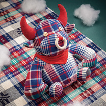 Wangs hand creation of the year of the ox mascot Zodiac cow Doll Doll New Year gift Chinese toy hand weaving embroidery