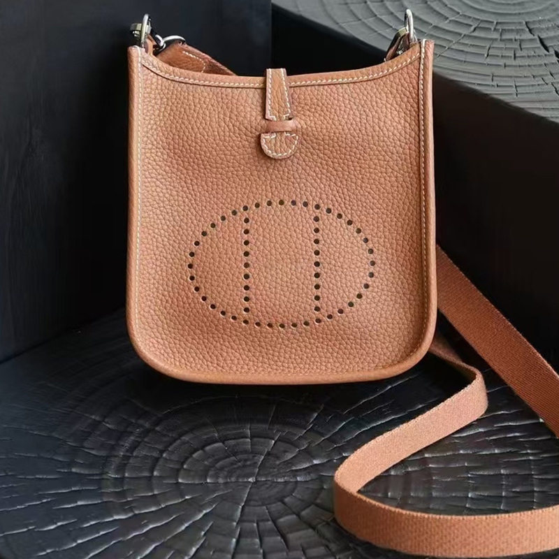 High-End H Hollow-Out Design 2026 New Model Genuine Leather Evelyn Mini Togo Top-Grain Cowhide Shoulder Crossbody Bag