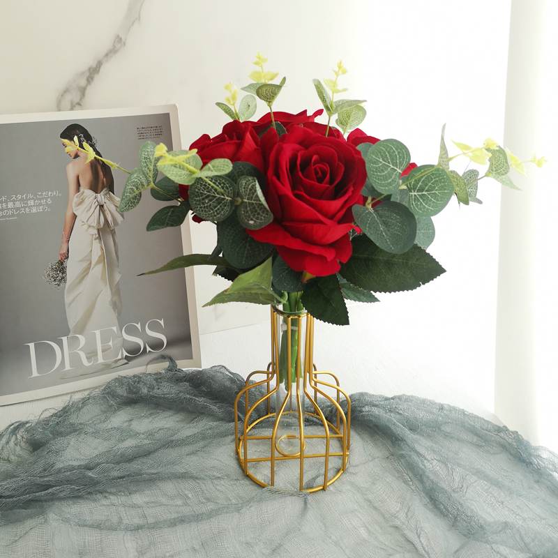 Emulated floral rose floral art small potted room Home swing decorated with living-room desk decorated with fake flowers dried flower bouquet