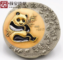 2017 China Panda gold coin issued 35th anniversary two-color commemorative medal original box with certificate Panda big bronze medal