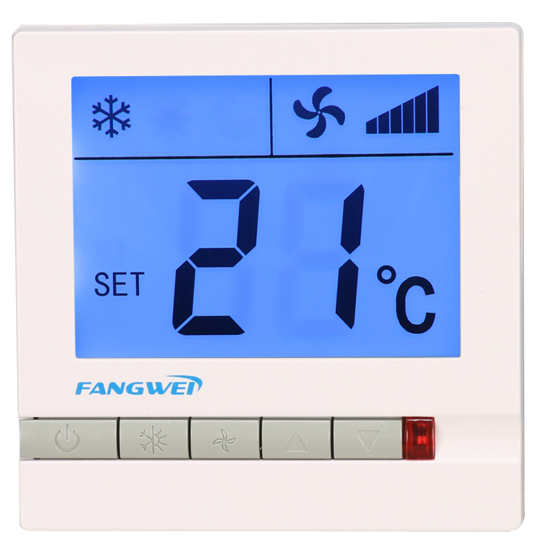 Fangwei white frosted central air conditioning control panel ventilator coil three-speed switch intelligent liquid crystal temperature controller