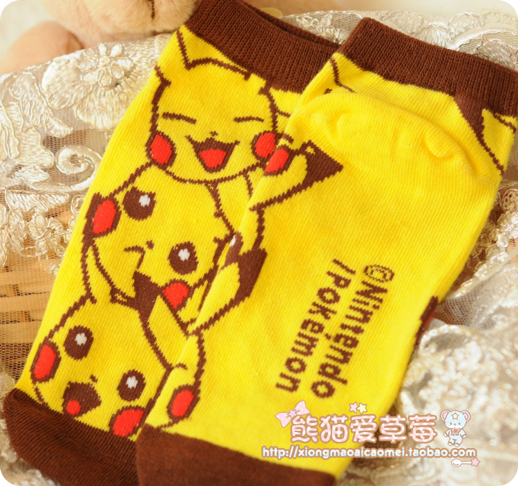 Nhật bản Pokemon Pokemon Pikachu Miao ếch vớ hoạt hình vớ ngắn vớ cotton dễ thương vớ nữ