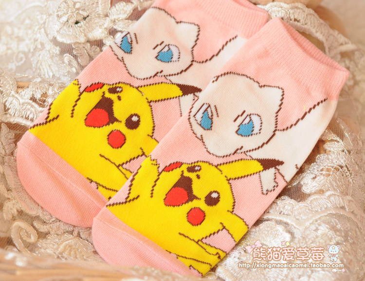 Nhật bản Pokemon Pokemon Pikachu Miao ếch vớ hoạt hình vớ ngắn vớ cotton dễ thương vớ nữ