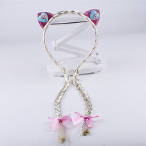 Love yarn Princess wig braid children hair hoop female cute rabbit ears with teeth non-slip pressure hair student headband hair accessories