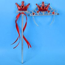 Little Girl Toy magic wand Crown red gem crown headdress girl Princess Bala little magic fairy Scepter