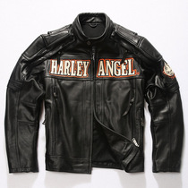 Harley leather leather mens color embroidery can put protective gear autumn and winter New thick top layer cowhide locomotive jacket jacket