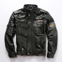HARLEY ANGEL leather locomotive suit mens 007th anniversary motorcycle jacket head layer cowhide leather leather jacket