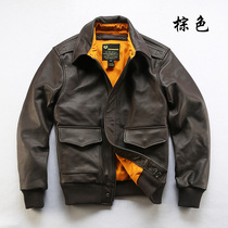 Anti-season promotion leather leather mens new A2 first layer cowhide flight suit lapel mens motorcycle jacket mens jacket men