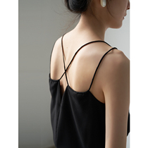 SS STUDIO Trendy Design Sense Classic Black Double Harnesses Cross Base Vest Woman Summer Hitchhiking