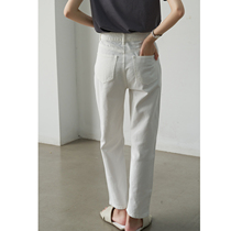 SS STUDIO 100 LAP SHEET HIGH WAIST DISPLAY SLIM WHITE JEANS 90% PANTS STRAIGHT BARREL PENCIL PANTS WOMAN SPRING SUMMER