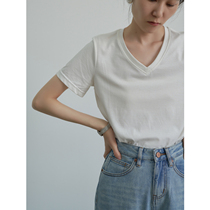 SS STUDIO mulberry silk 8% 65% long suede cotton silk slip and cool sensation V collar short sleeve t-shirt female summer blouse