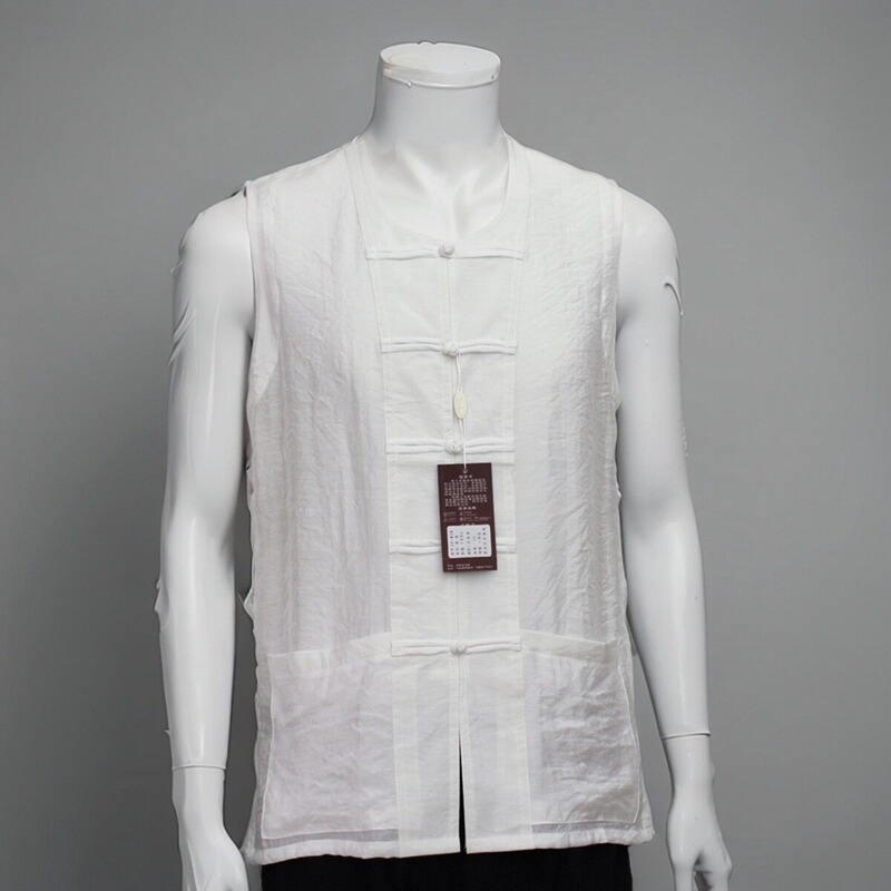 Grandpa Wears a Men's Ice Silk Chinese-Style Tang Suit Vest with Hollow-Out Design, a Summer Cool Vest for Dad and Elderly Men Grandpa Wears a Men's Ice Silk Chinese-Style Tang Suit Vest with Hollow-Out Design, a Summer Cool Vest for Dad and Elderly Men