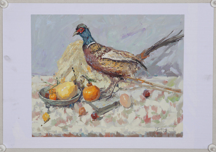 Hand Painted Water Powder Painting Oil Painting PROPYLENE PAINTING DECORATION PAINTING COLOR 2 OPEN HALF OPEN CHINA BEAUTY INSTITUTE STUDENT TEACHER ORIGINAL WORK