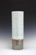 Contemporary ceramic art blue and white glaze in Red Arrow tube picture tube umbrella tube beauty courtyard ceramic mountain rain