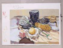 Color still life sketching works still life silent writing color works training class studio color works fan painting decorative painting