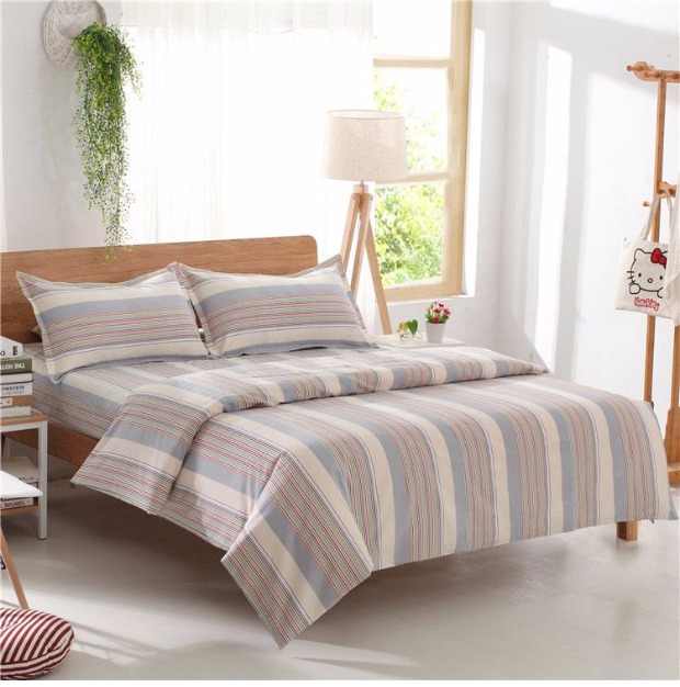 Cotton cũ vải thô cotton đơn giường đôi sọc đơn ký túc xá giường vải lanh chăn ba bộ 1.2 1.5 1.8 ga giường 1m8 x 2m