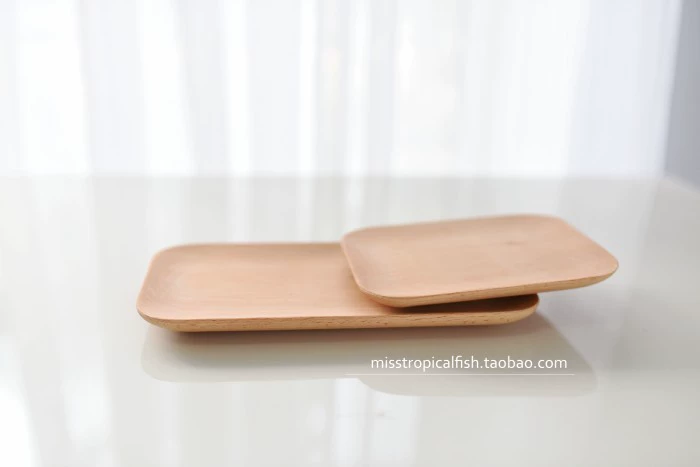 Phong cách Nhật Bản MUJI cùng một đoạn gỗ sồi đĩa toàn bộ đĩa gỗ món ăn nhẹ đĩa trái cây khô đĩa món ăn khay cà phê - Tấm