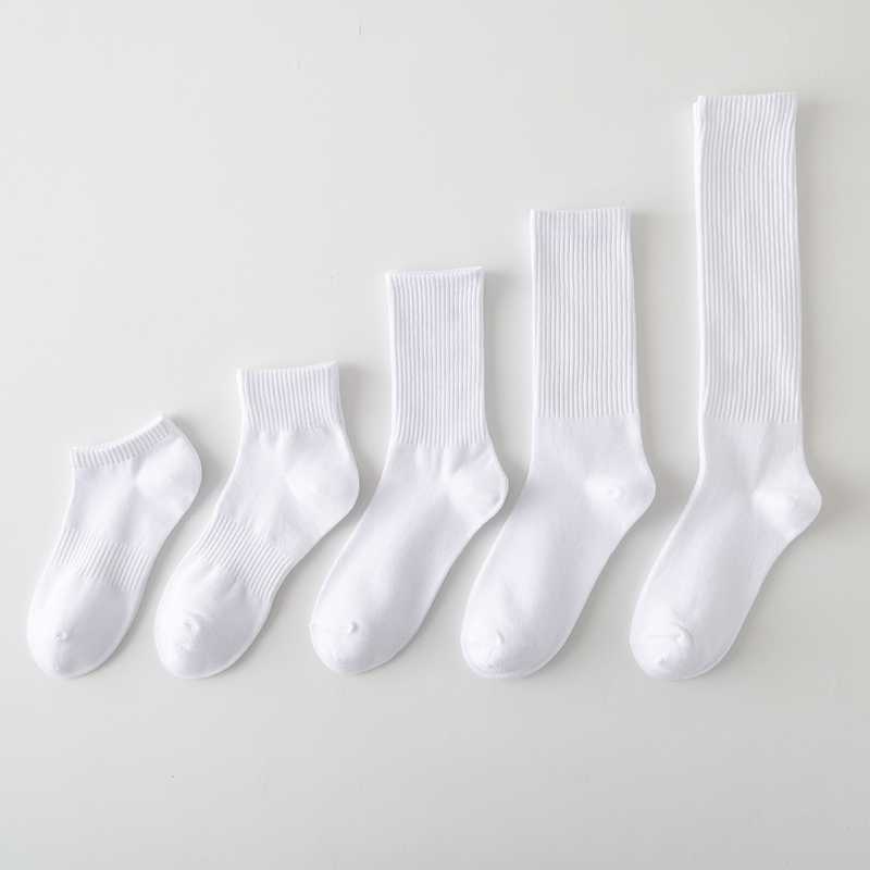 Pure White Socks for Men, Summer Short Socks, Low-Rise Student Mid-Calf Socks, Thin Mid-Waist Long Socks, High-Waist Long Cotton Calf Socks
