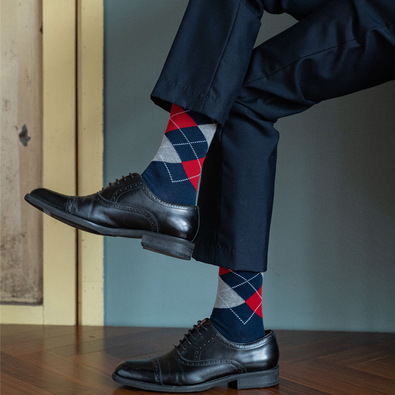 Leather Shoes, Socks, Men's British-Style Suits, Long Socks, Autumn and Winter Formal Wear, Gentleman's Trousers, Long Socks, Mid-Length Black Business Cotton Socks