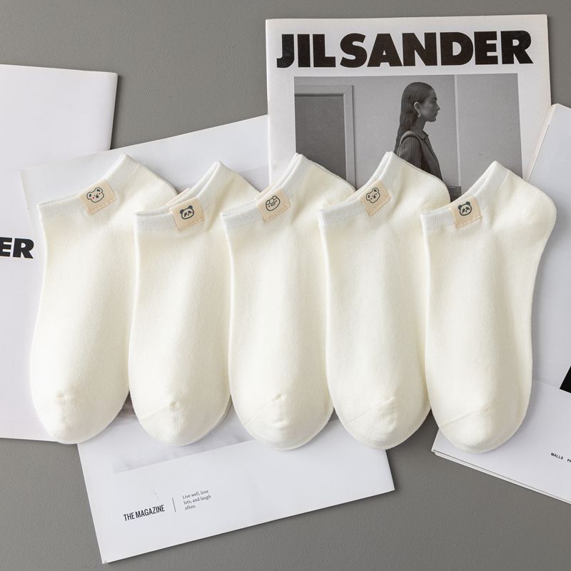 White Socks for Both Men and Women, Summer Thin Short Socks, Cute Cartoon Couple Boat Socks, Shallow Cotton Socks, Breathable Low-Rise