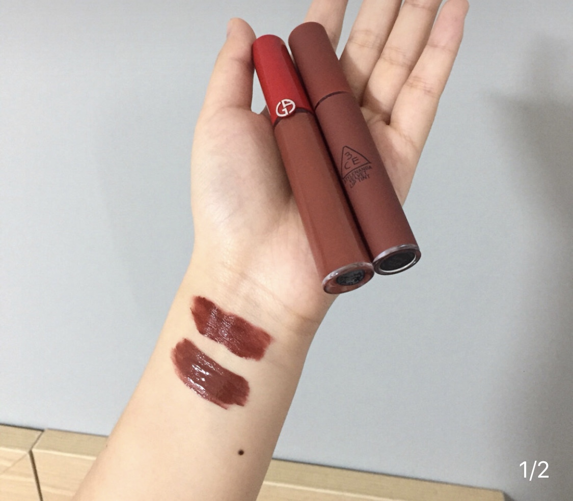Hàn Quốc 3CE tin đồn son môi nhung men son bóng bí ngô gạch đỏ null thiết lập chế độ thay đổi màu plasma - Son bóng / Liquid Rouge 	son bóng jennie	