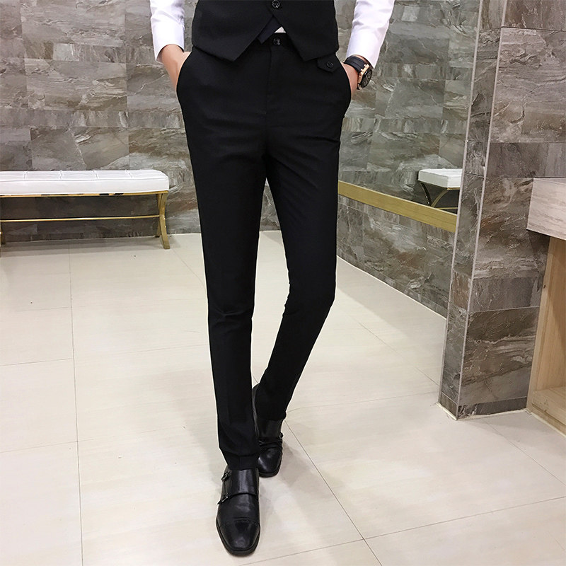 北模特价韩版休闲商务正装休闲西装裤修身西服裤男K7002/P55深灰