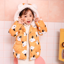 海娃娃女童羽绒服短款90白鸭绒